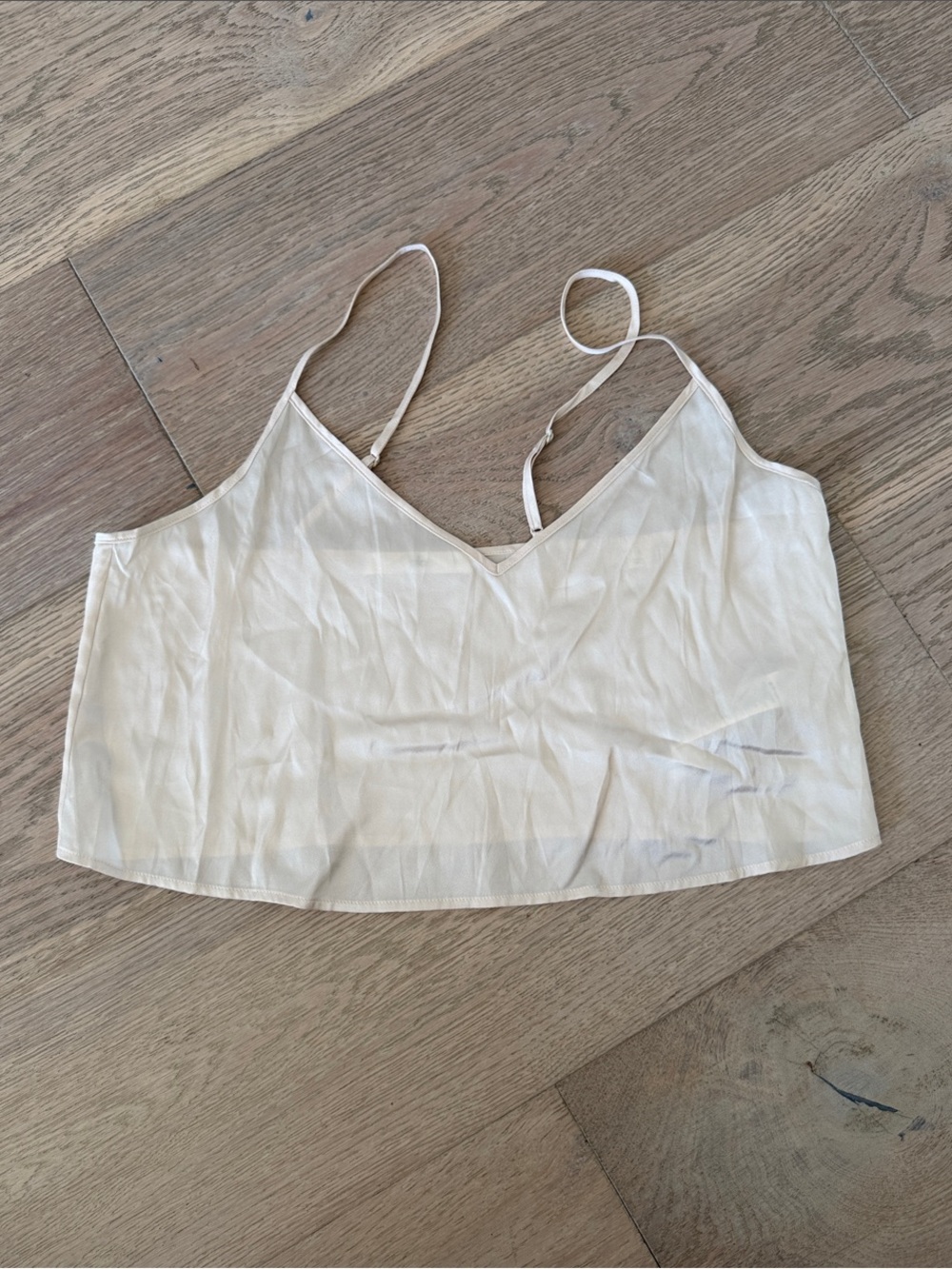 ALO Yoga Cream V-Neck Satin Cami with Adjustable Straps